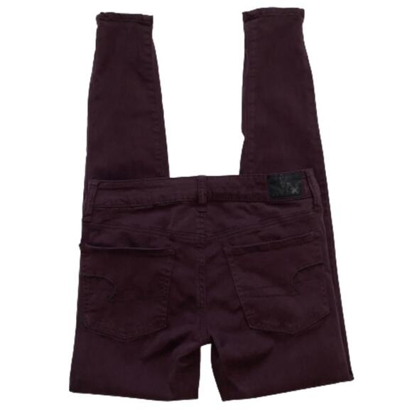 American Eagle Jegging Jeans Purple Brown Sateen Super Stretch Low Rise Size 2 - Picture 8 of 10